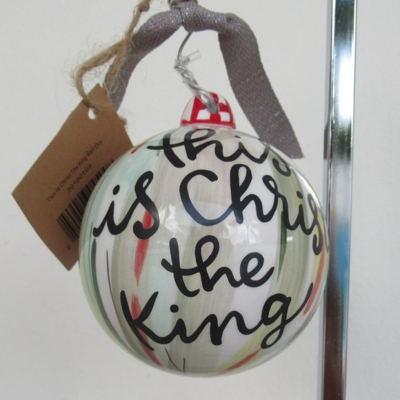 Glory Haus Glass Ball Christmas Ornament w/ Beaded Hook Nativity 3.5" diameter - Picture 4 of 9